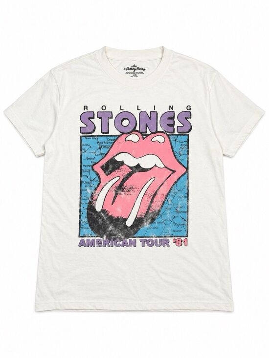 Bravado Other - Rolling Stones American Tour 81 Cream Pink Tongue Graphic Band Tee L Retro